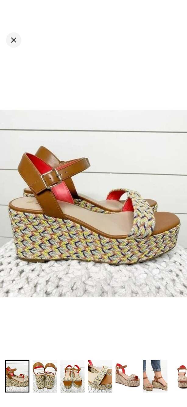 Mix No.6 Cammie Womens Size 9.5 Multicolor Chevron Wedge Heel Espadrille Sandal